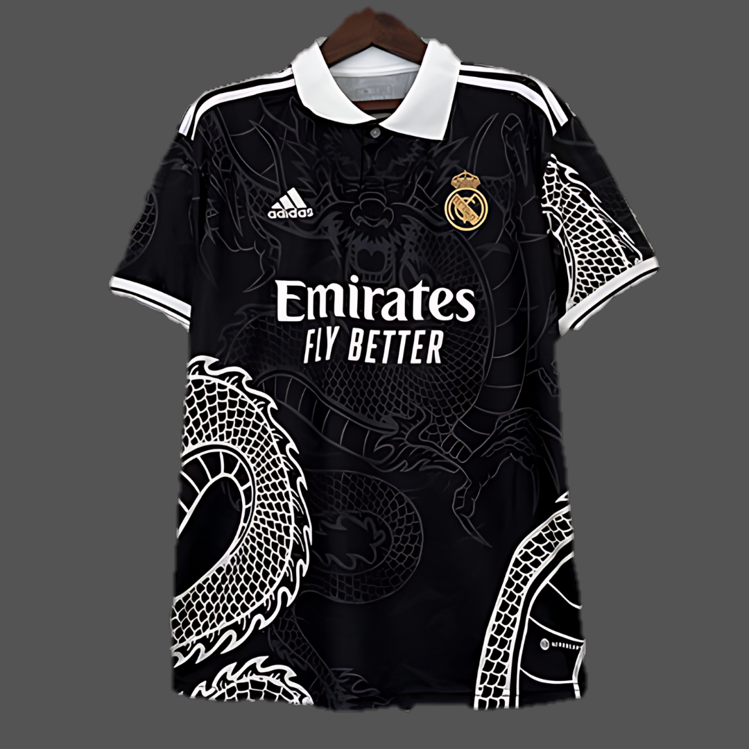 Real Madrid Dragon Black Shirt Noor Sports