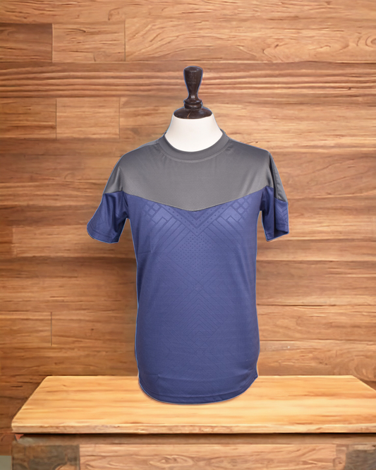 GREY AND BLUE RAGLAN DRI-FIT SWEAT ABSORBANT SHIRT