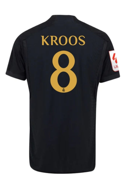 Real madrid third Shirt backside printed with Kroos 8