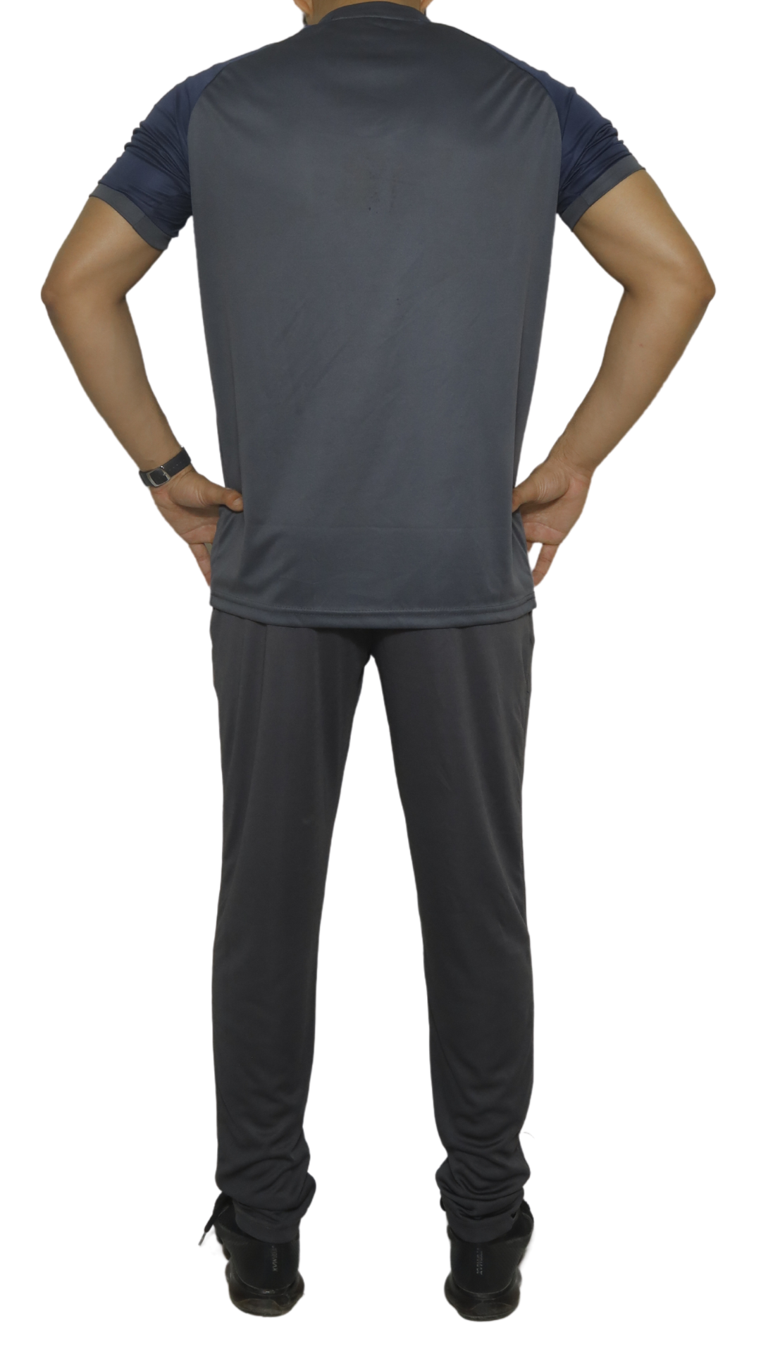 Grey Shirt with Navy Blue Shoulder and Grey Trouser-Summer's Track Suit